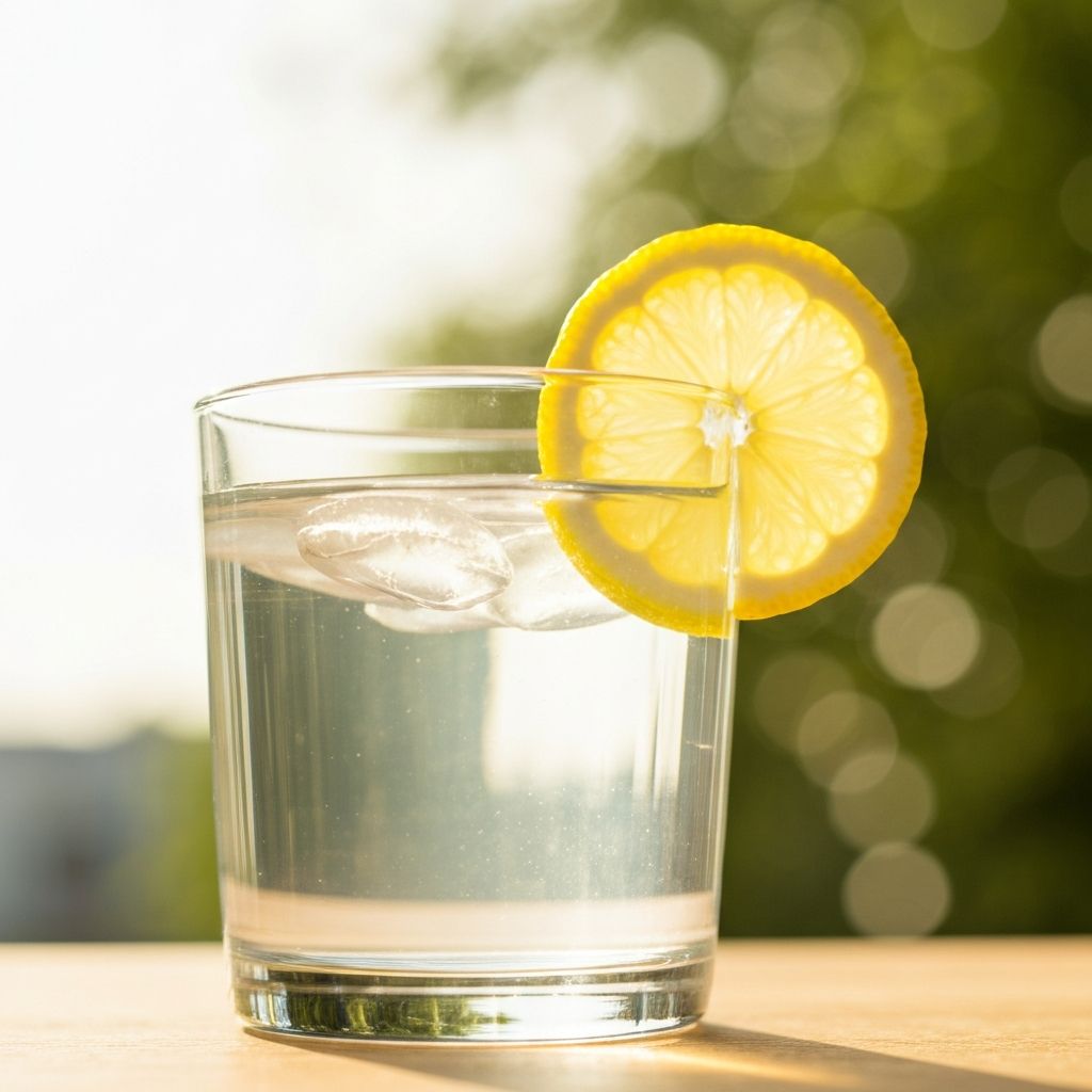 Segelas air segar dengan lemon